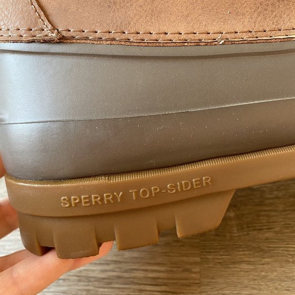 New Sperry Brewster Dark Tan Brown Waterproof Duck Boots STS14140 Size 10.5 - Picture 6 of 12